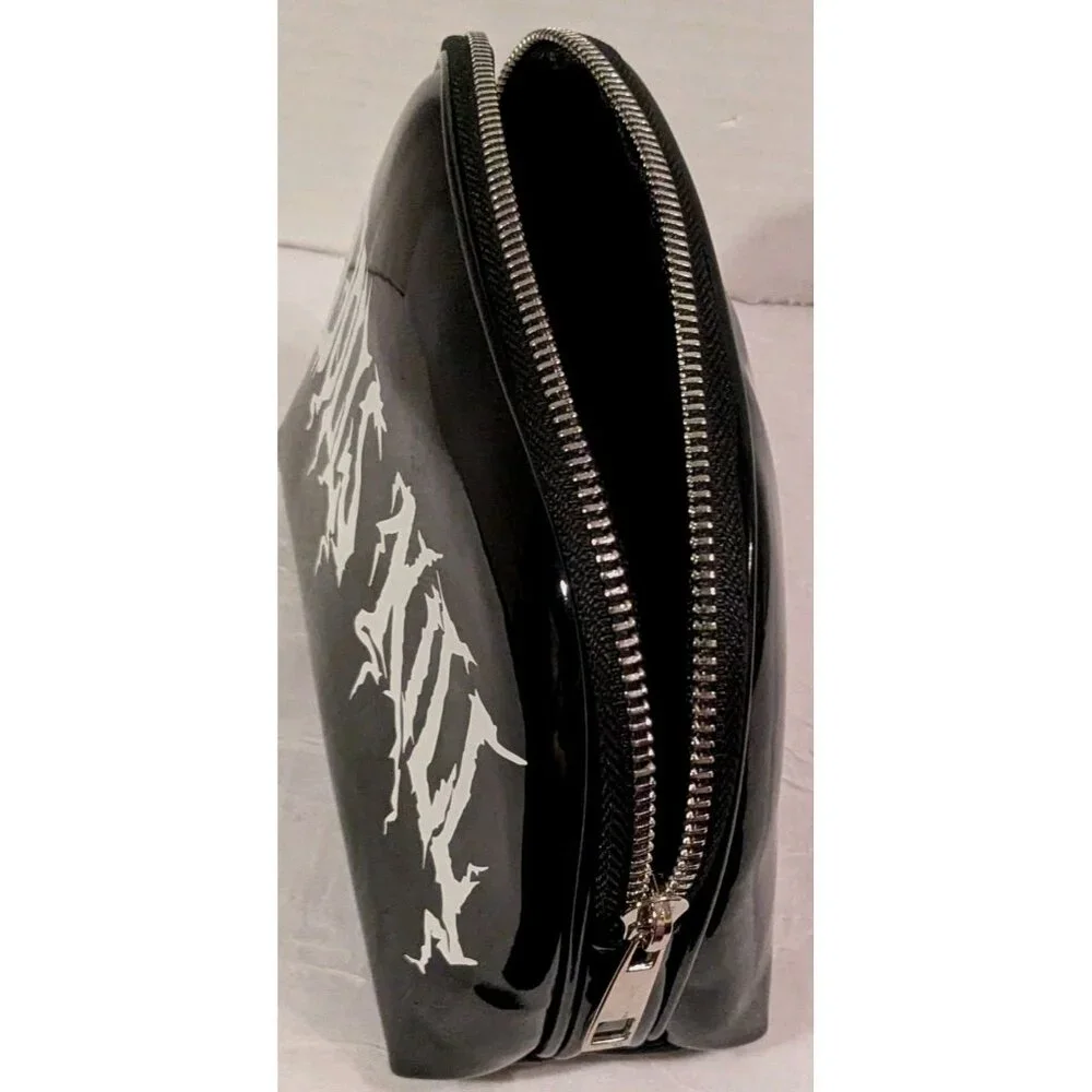 Dolls Kill Logo Bag Cosmetics Toiletry Pouch Makeup Travel Glossy Black Goth